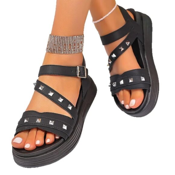 Studded Platform Open Toe‎ Sandals - Picture 4 of 4